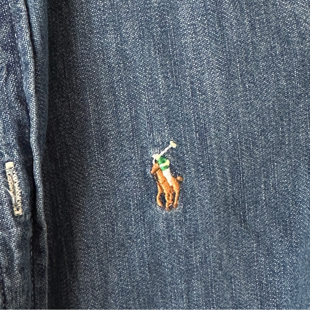 Boys Ralph Lauren Long-sleeve Button Down Chambray Denim Shirt size S (8) - Picture 4 of 5